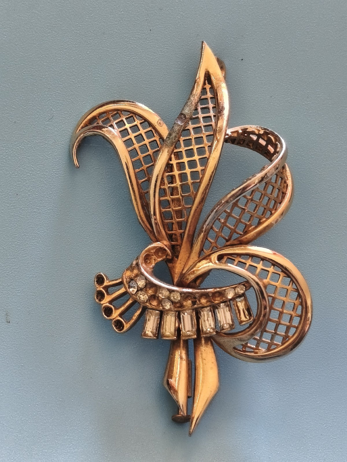 Broche vintage ancienne plaquée or rétro pour collection bijoux ancien