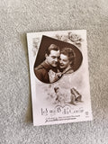 Carte postale ancienne "Les mots du Cœur" CPA romance militaire noir et blanc