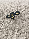 Pin's vintage note de musique noire et dorée – badge musical ancien (Ref 8)