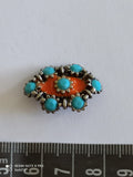 Pendentif vintage émaillé Remy Dis Paris orange turquoise années 80/90 France