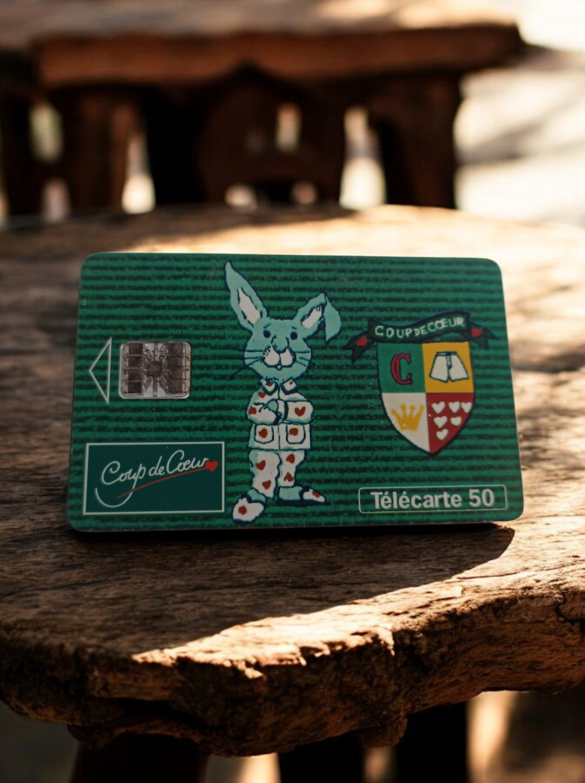 Télécarte vintage Coup de Cœur 50 unités lapin blason vert puce collection
