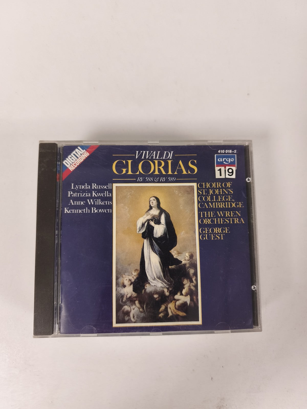 CD Vivaldi Glorias RV 588 & 589 Choir St John's College Cambridge Argo