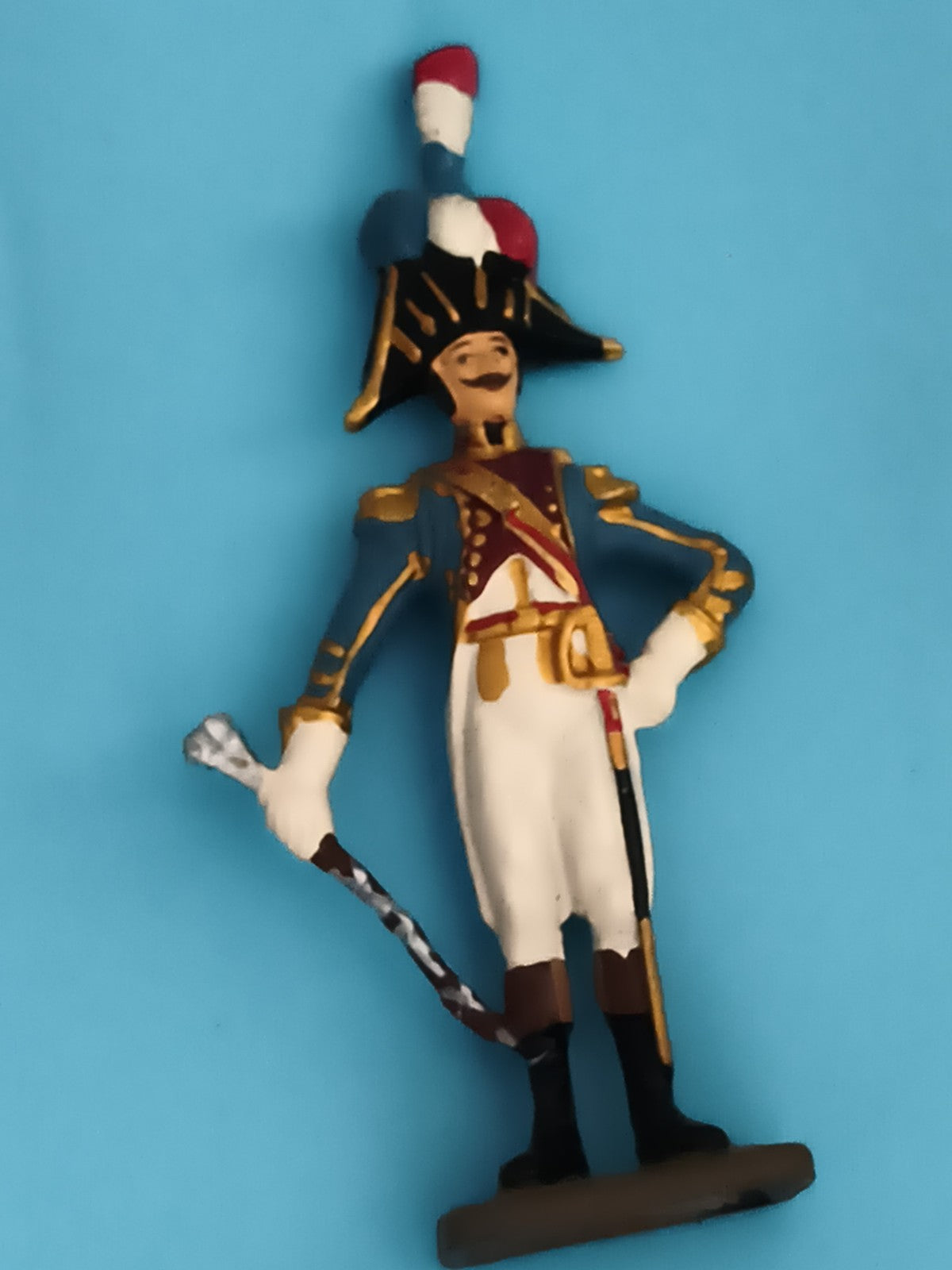 Figurine soldat de plomb ancien uniforme empire Napoléon tricolore officier