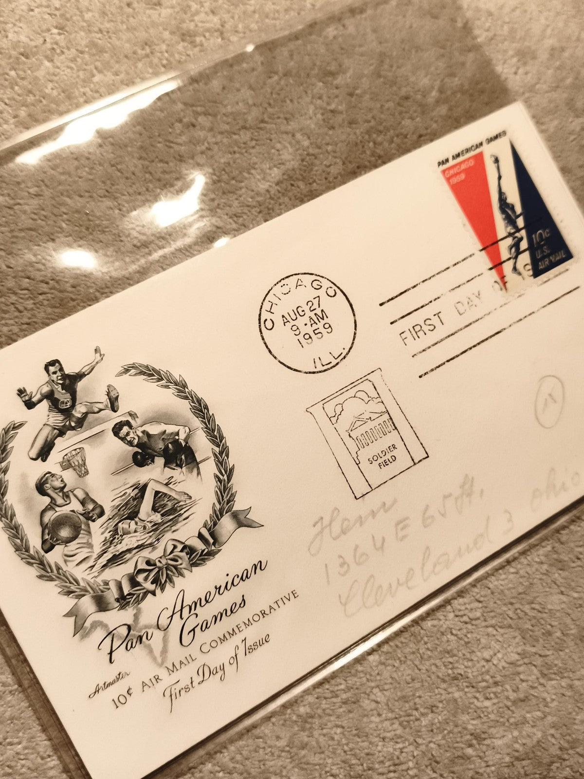 Enveloppe premier jour Pan American Games 1959 Chicago timbre USA philatélie (Re