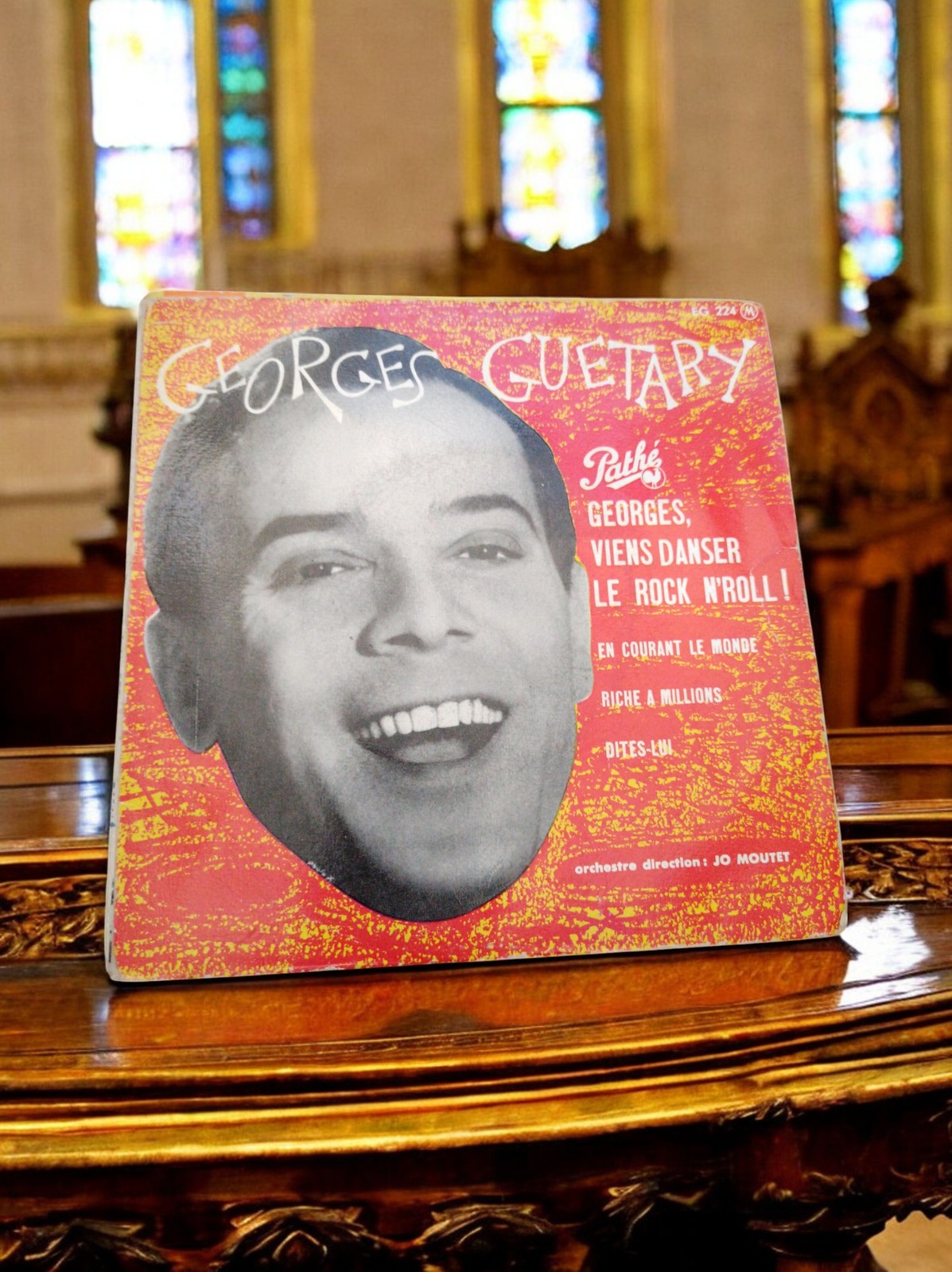 Vinyle 45 tours Pathé Georges Guétary vintage pochette rouge rock français