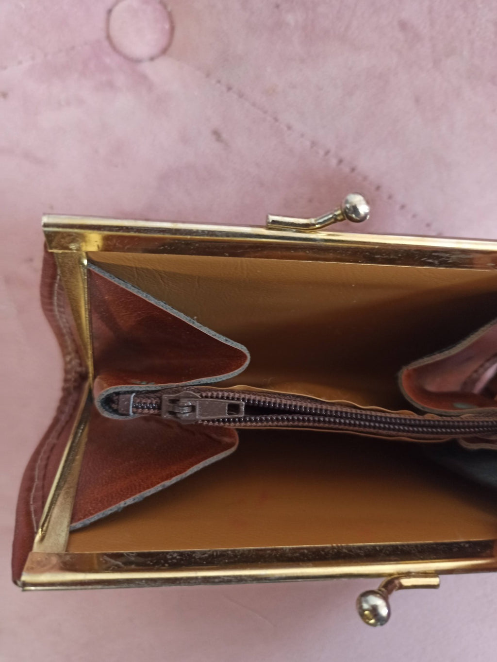 Porte-monnaie vintage Dolphin Paris toile tressée et cuir, fermoir métal rétro