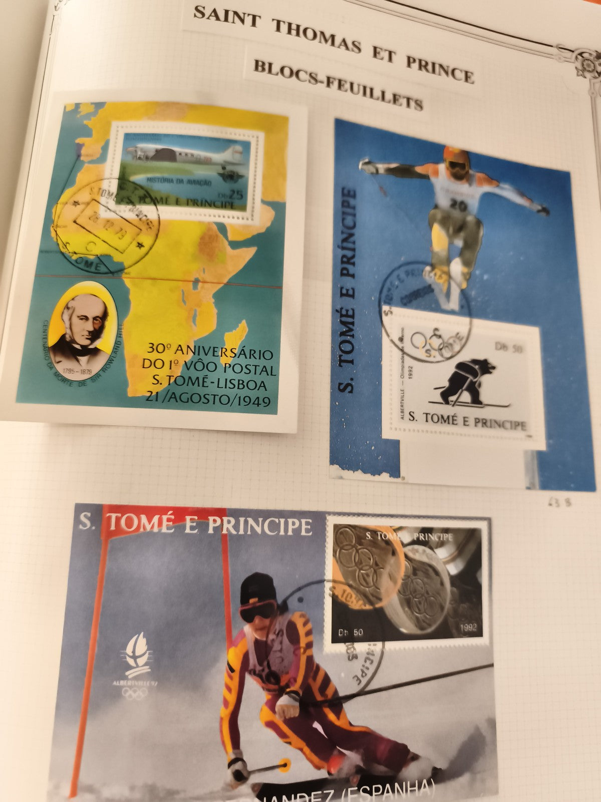 Blocs-feuillets timbres Saint Thomas et Prince sports aviation oblitérés philaté