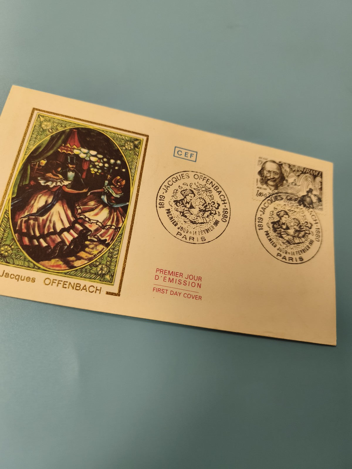Enveloppe premier jour d?émission FDC Jacques Offenbach timbre illustré Paris