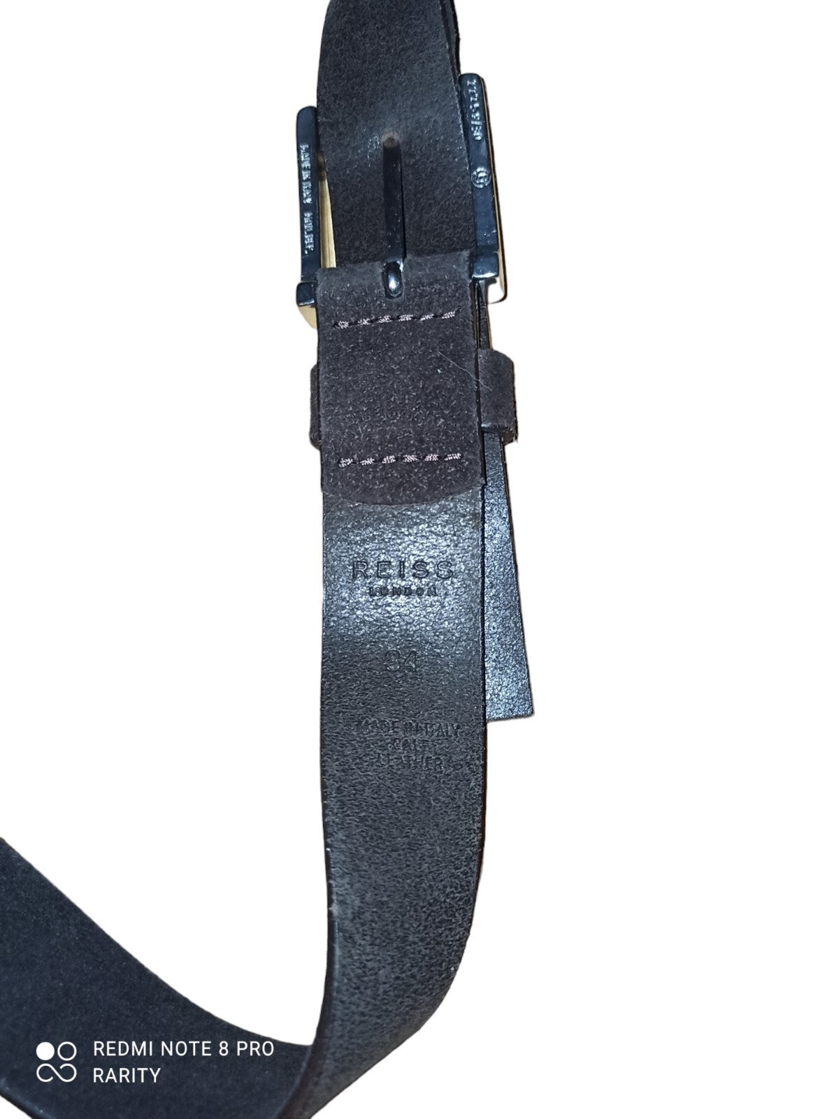 Ceinture homme Reiss London cuir marron, boucle métal, taille 34, Italie