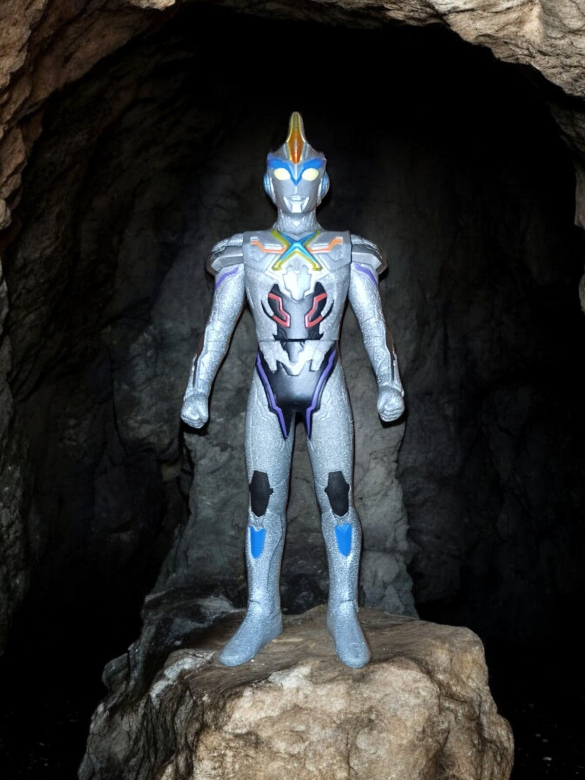 Figurine Ultraman Exceed X Bandai Sofvi argentée Ultra Hero vintage rare
