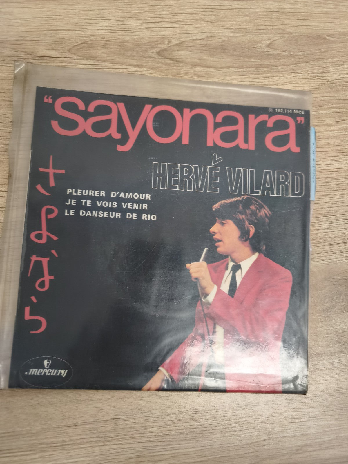 Vinyle 45T Hervé Vilard Sayonara pochette noire rouge Mercury (Ref 6)