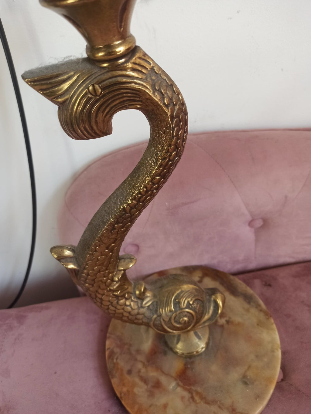 Bougeoir vintage métal doré poisson style provençal milieu XXe déco rétro