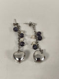 Paire de boucles d'oreilles en argent véritable, élégant bijou femme, occasion