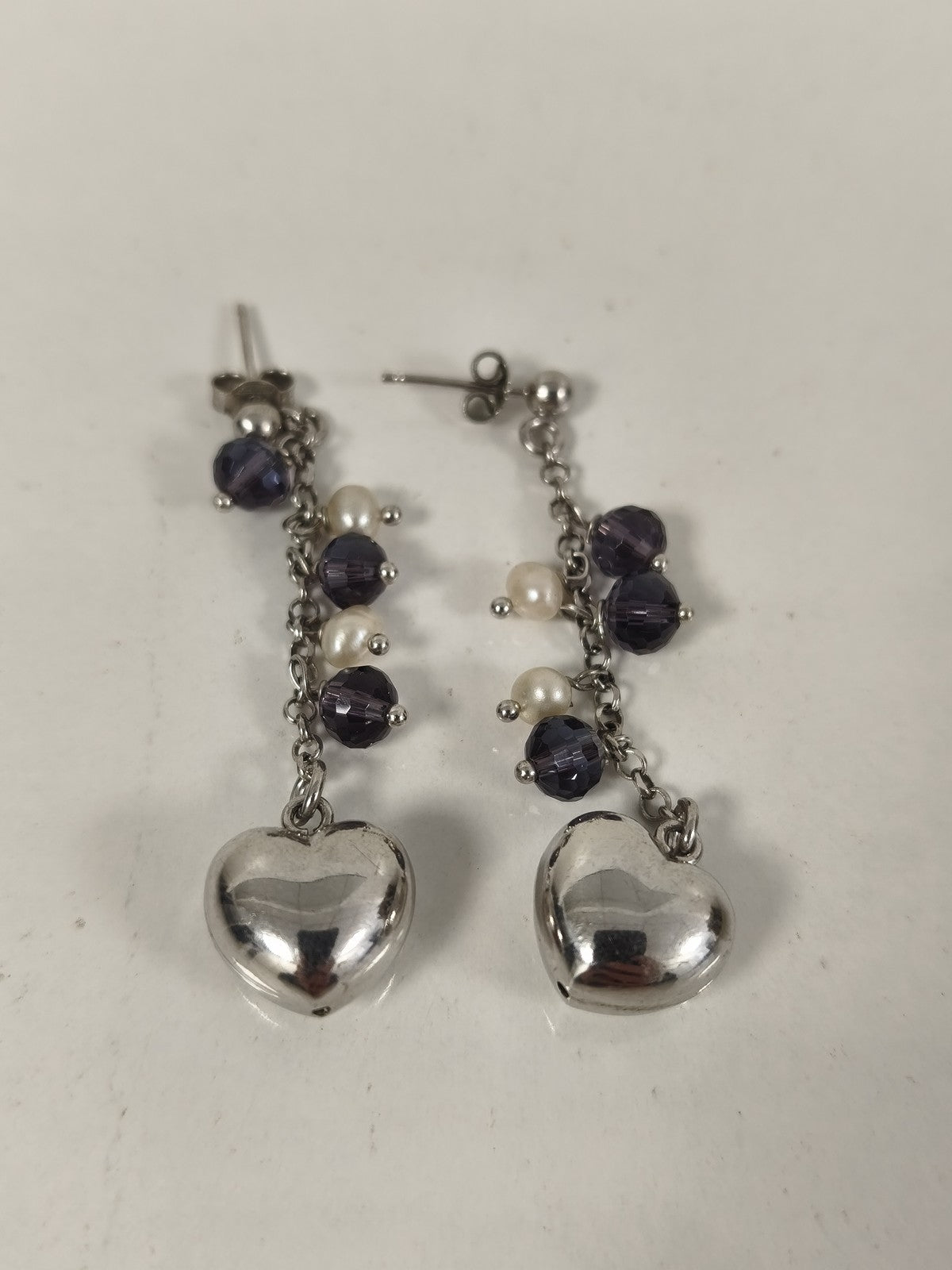 Paire de boucles d'oreilles en argent véritable, élégant bijou femme, occasion