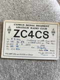 Carte QSL radio amateur ZC4CS Cyprus Signal Regiment 1959 ancienne QSO RSGB