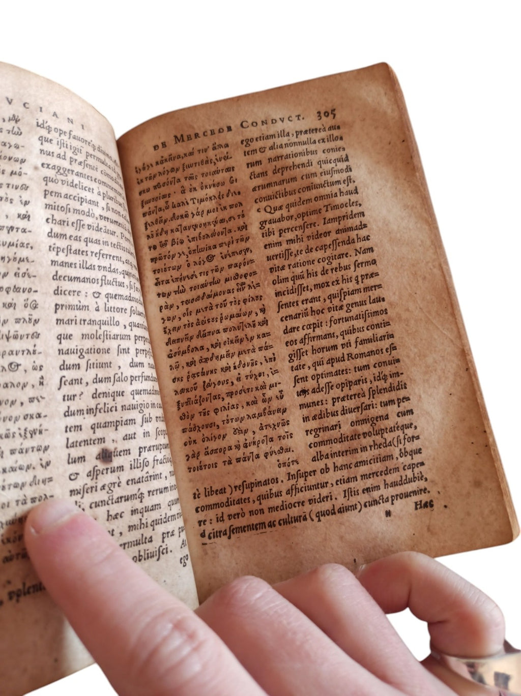 Livre ancien 16e-17e siècle Lucien de Samosate reliure décor doré antique