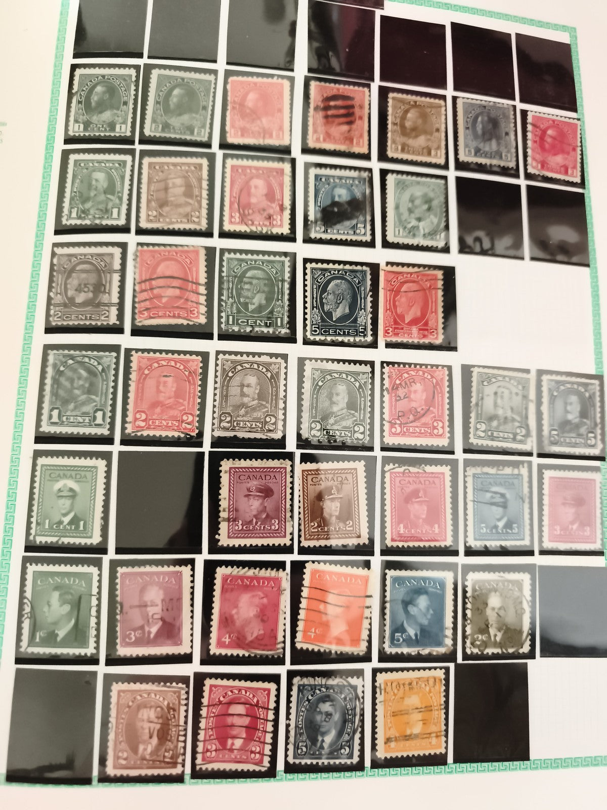 Timbres Canada anciens oblitérés lot philatélie x35 effigies rois cents