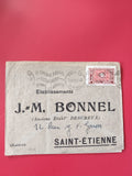 Enveloppe philatélie oblitérée J.-M. Bonnel Saint-Étienne avec timbre rouge