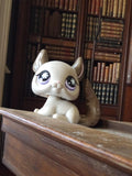 Figurine LPS Petshop chat beige yeux violets vintage de collection