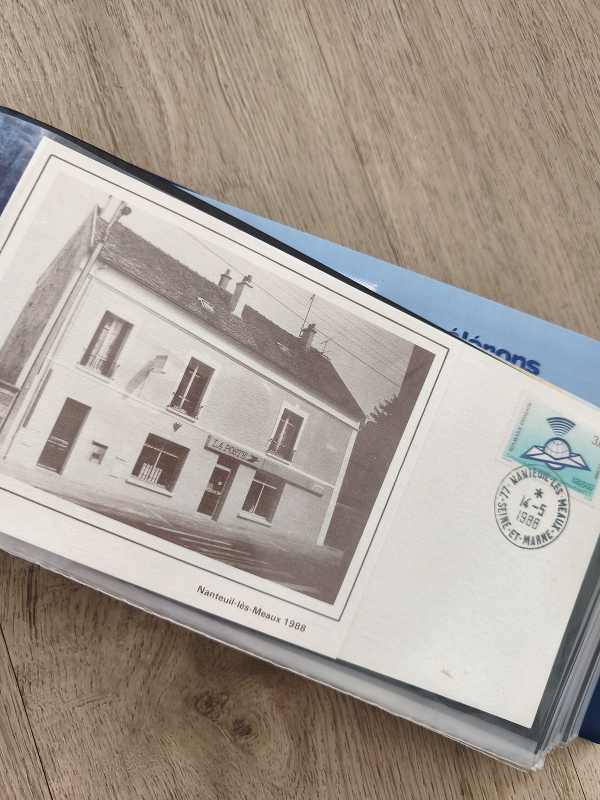 Enveloppe philatélie France Nanteuil-lès-Meaux 1988 oblitérée timbre bleu