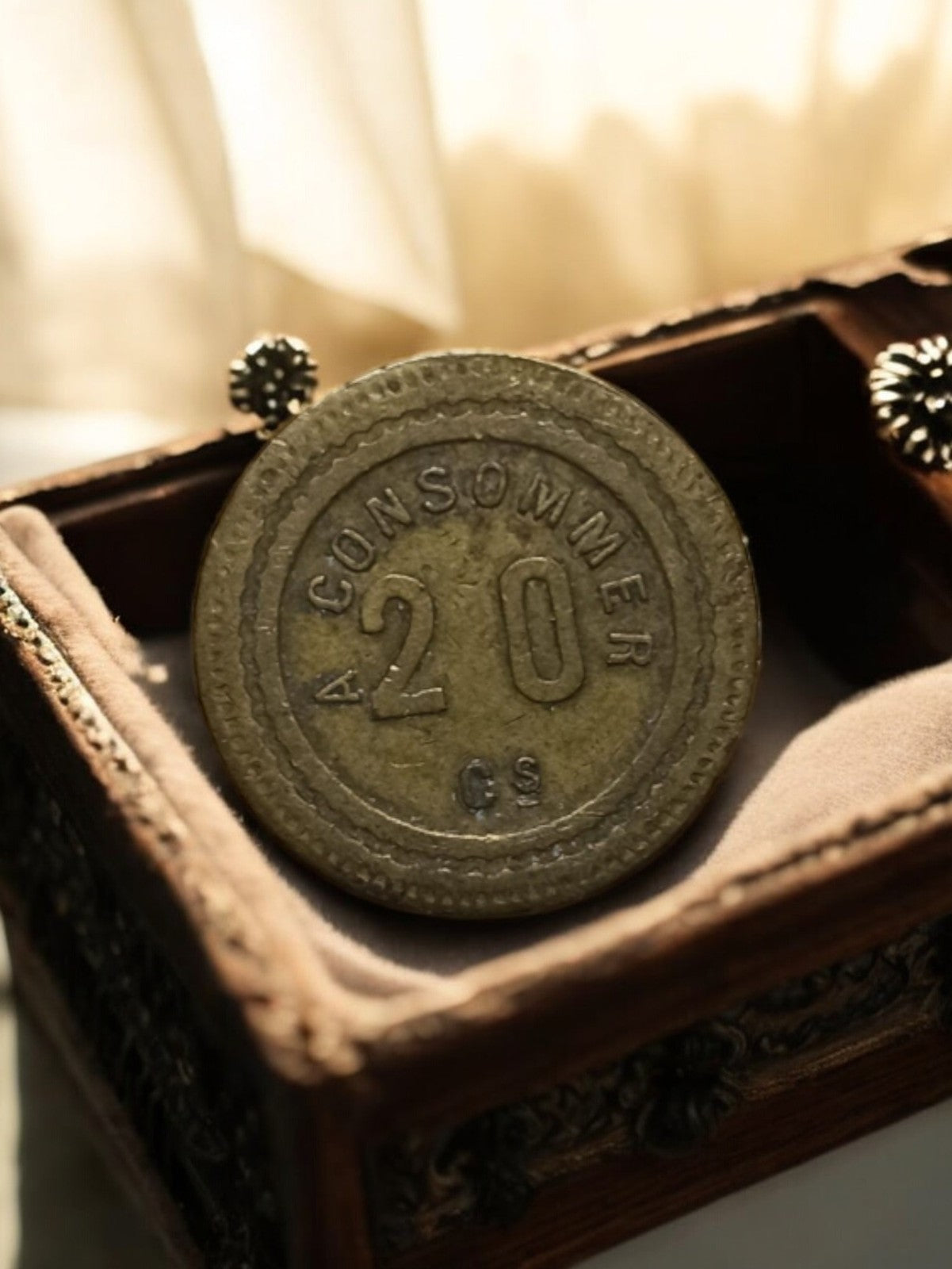 Jeton ancien 20 CS à consommer métal vintage – token bistrot bar