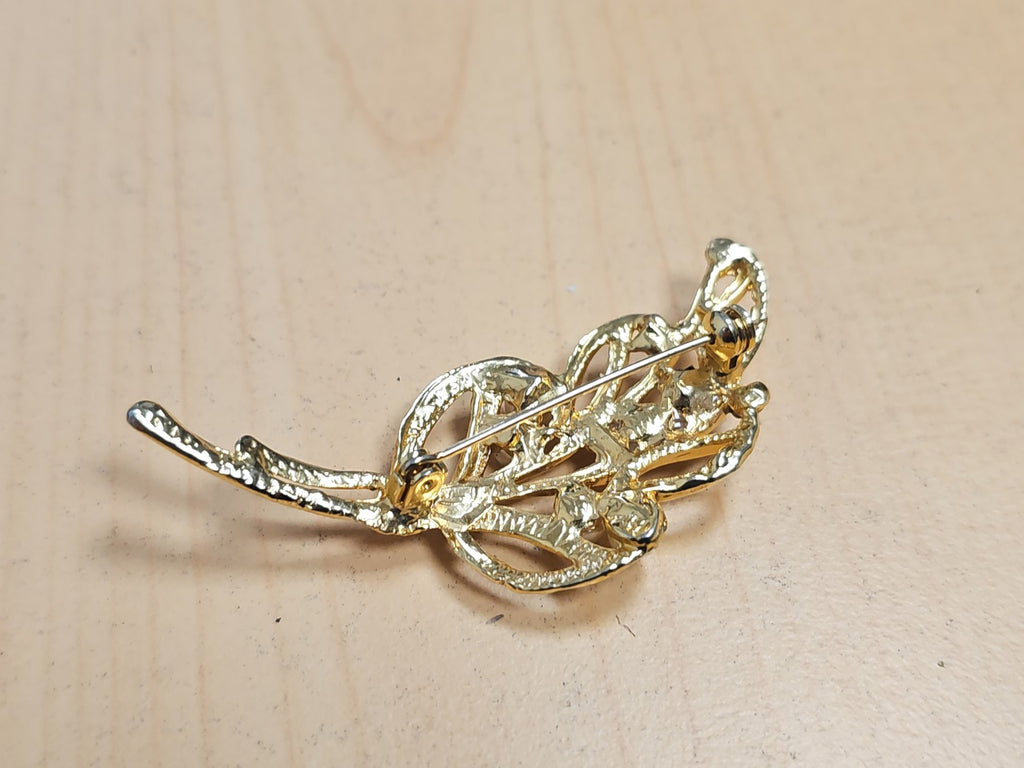 Broche vintage ancienne en métal doré, bijou rétro pour collection ou cadeau