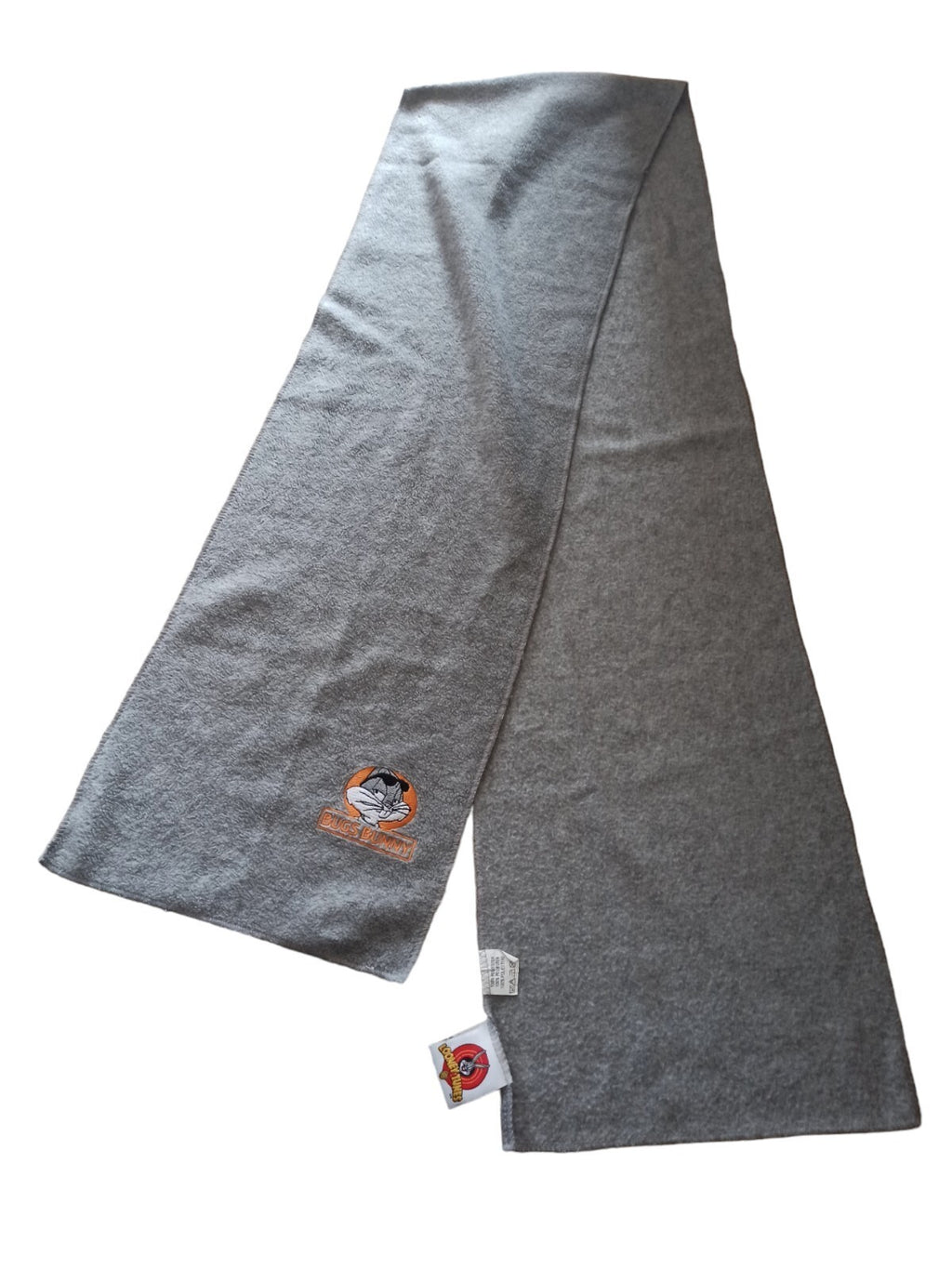 Écharpe grise Bugs Bunny Looney Tunes vintage coton brodé