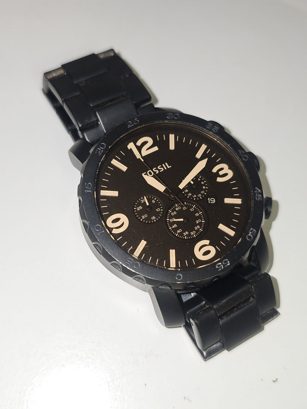 Montre homme Fossil fonctionnelle, montre-bracelet élégante d'occasion, accessoi