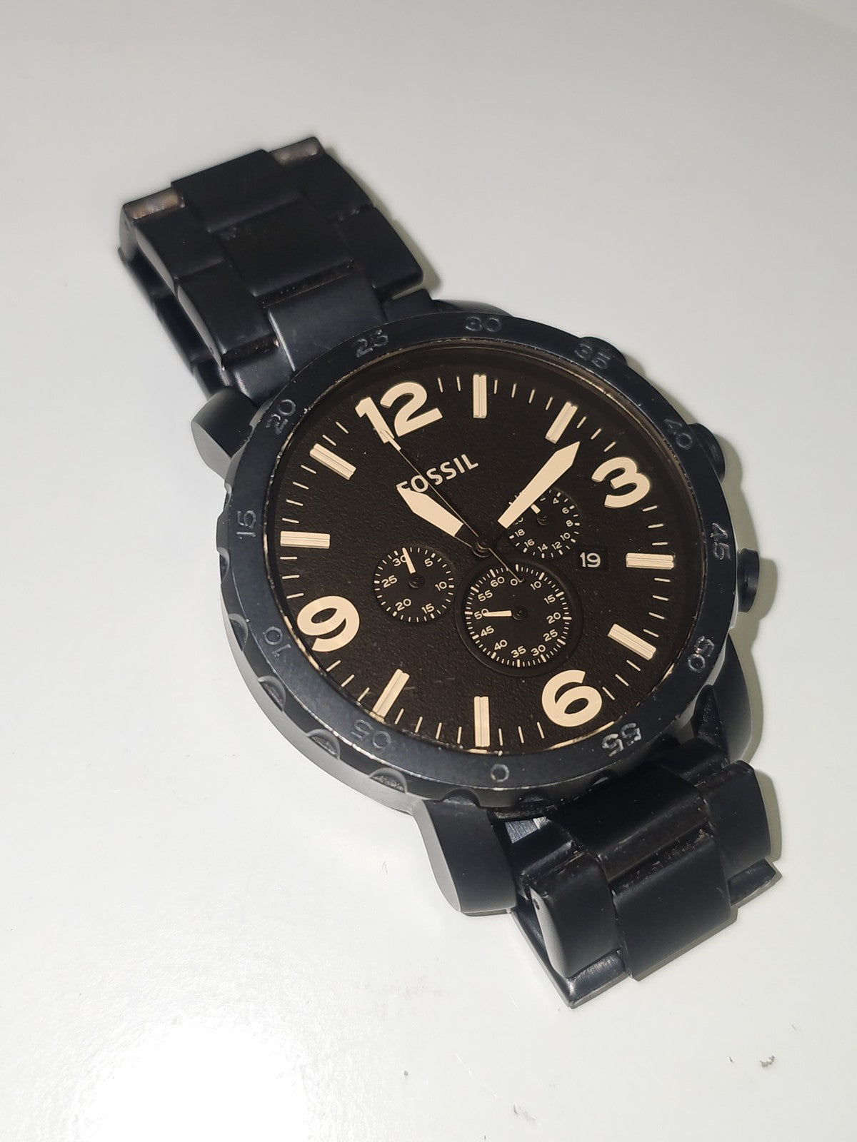 Montre homme Fossil fonctionnelle, montre-bracelet élégante d'occasion, accessoi