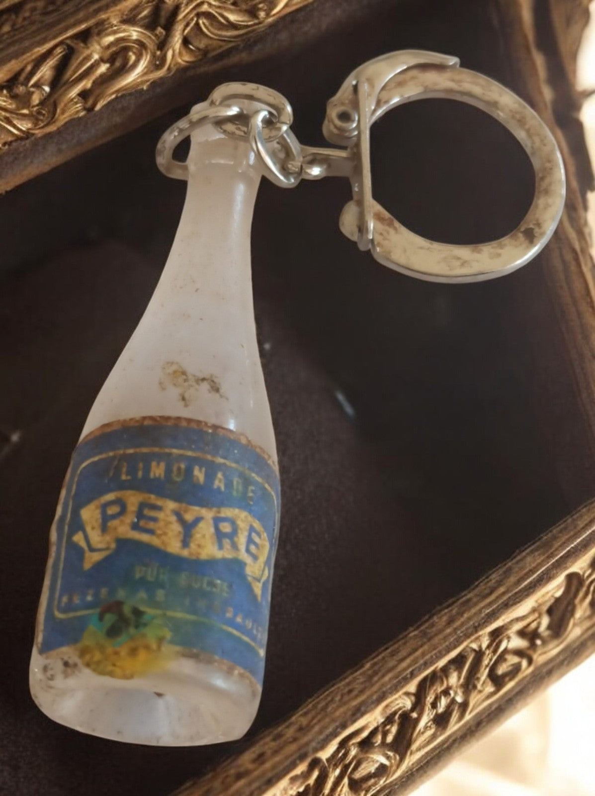 Porte-clés vintage bouteille Limonade Peyre France publicitaire années 60 rétro