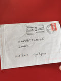Enveloppe philatélie oblitérée Miramas 25c, cachet ferroviaire, écriture manuscr