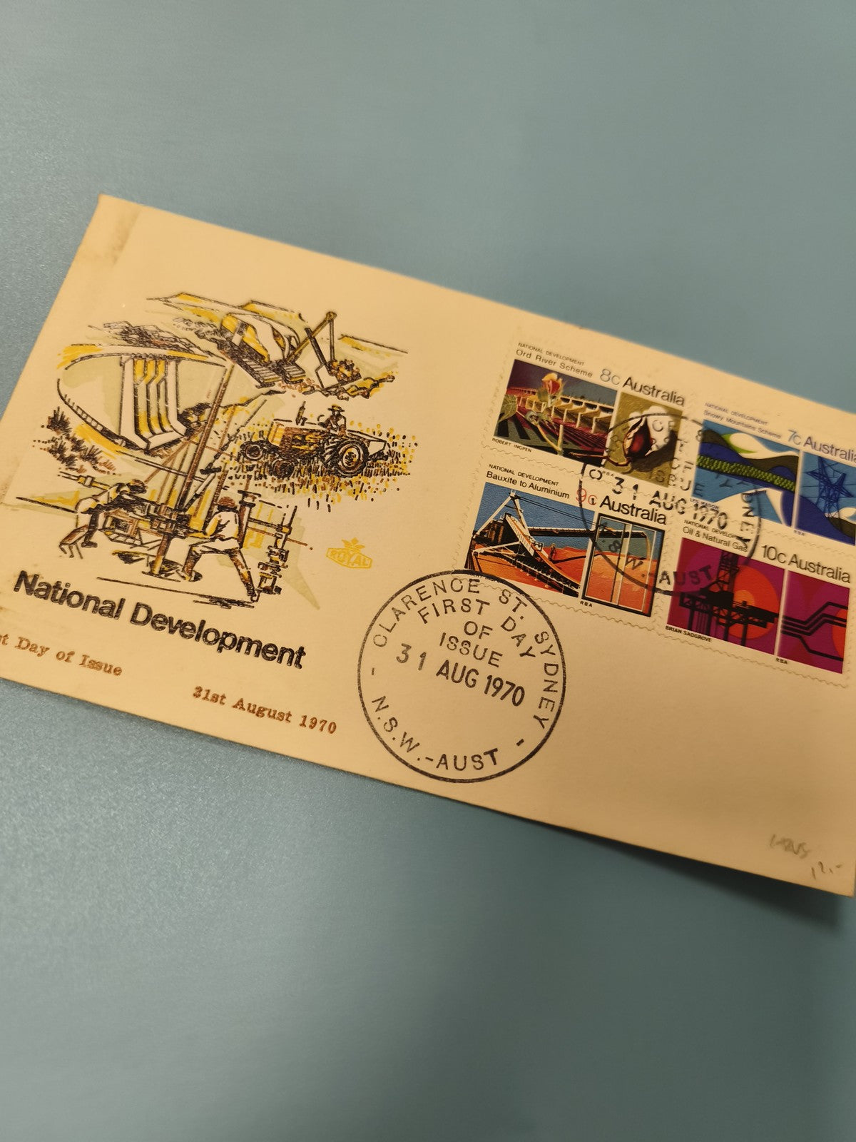 Enveloppe FDC timbre Australie National Development 31 août 1970 illustrée