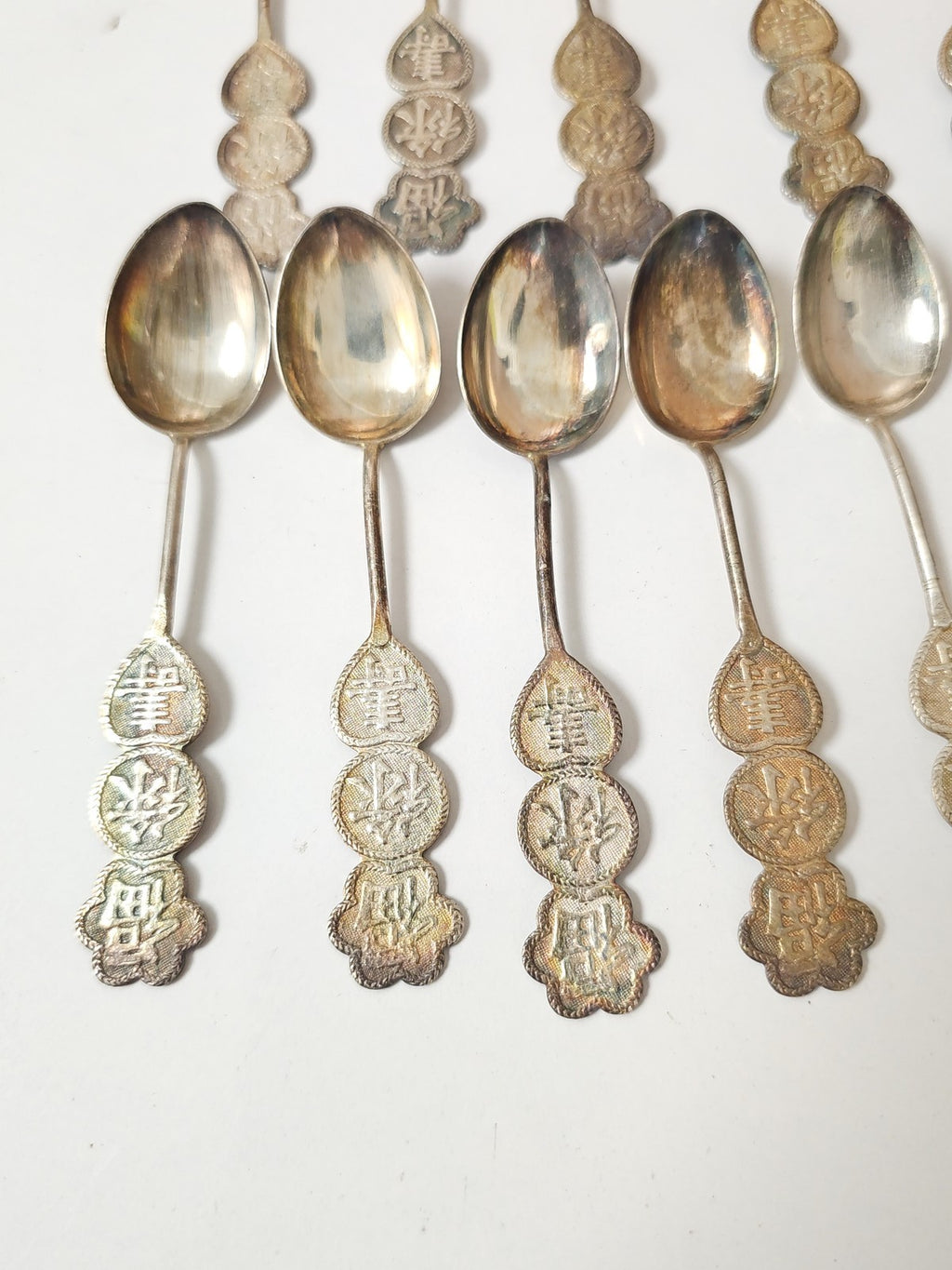 Lot de cuillères chinoises anciennes en argent vintage 97g collection rétro