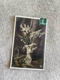 Carte postale CPA muguet photo G.Vte timbre vert France fleurs