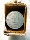 Jeton de casino vintage Casino de Cassis 50 cents métal argenté France