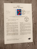 Feuillet philatélique MIRÓ œuvre originale 1974 Paris Art timbre 2F exposition