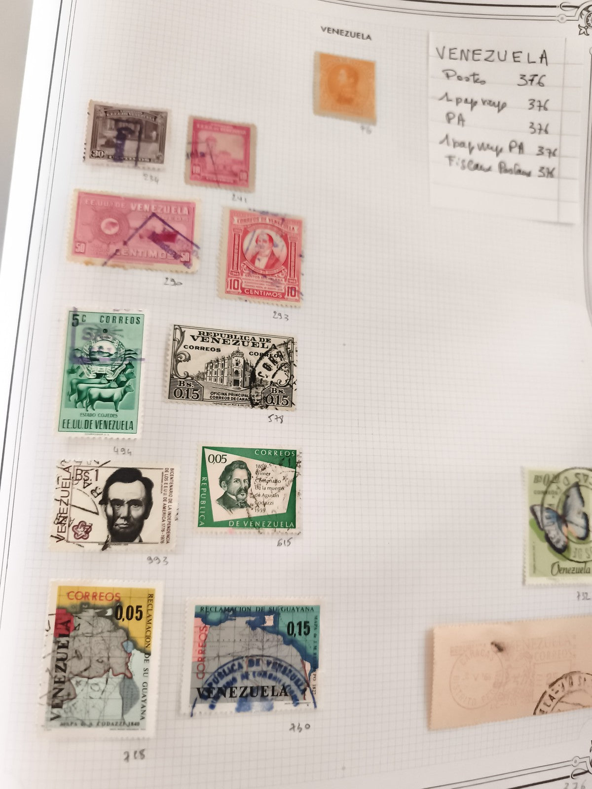 Lot anciens timbres Venezuela oblitérés philatélie XXe siècle vintage