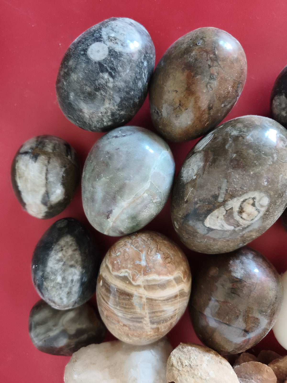 Lot vintage d??ufs anciens en pierres naturelles labradorite jaspe collection dé