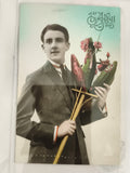 Carte postale ancienne 1er Avril CPA, jeune homme costume, poisson d'avril