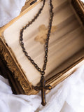 Collier croix catholique ancien début 1900 métal brun, pendentif religieux vinta
