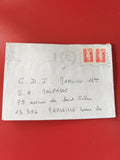 Enveloppe philatélie affranchie 2 timbres Marianne rouge cachet Marseille 1994