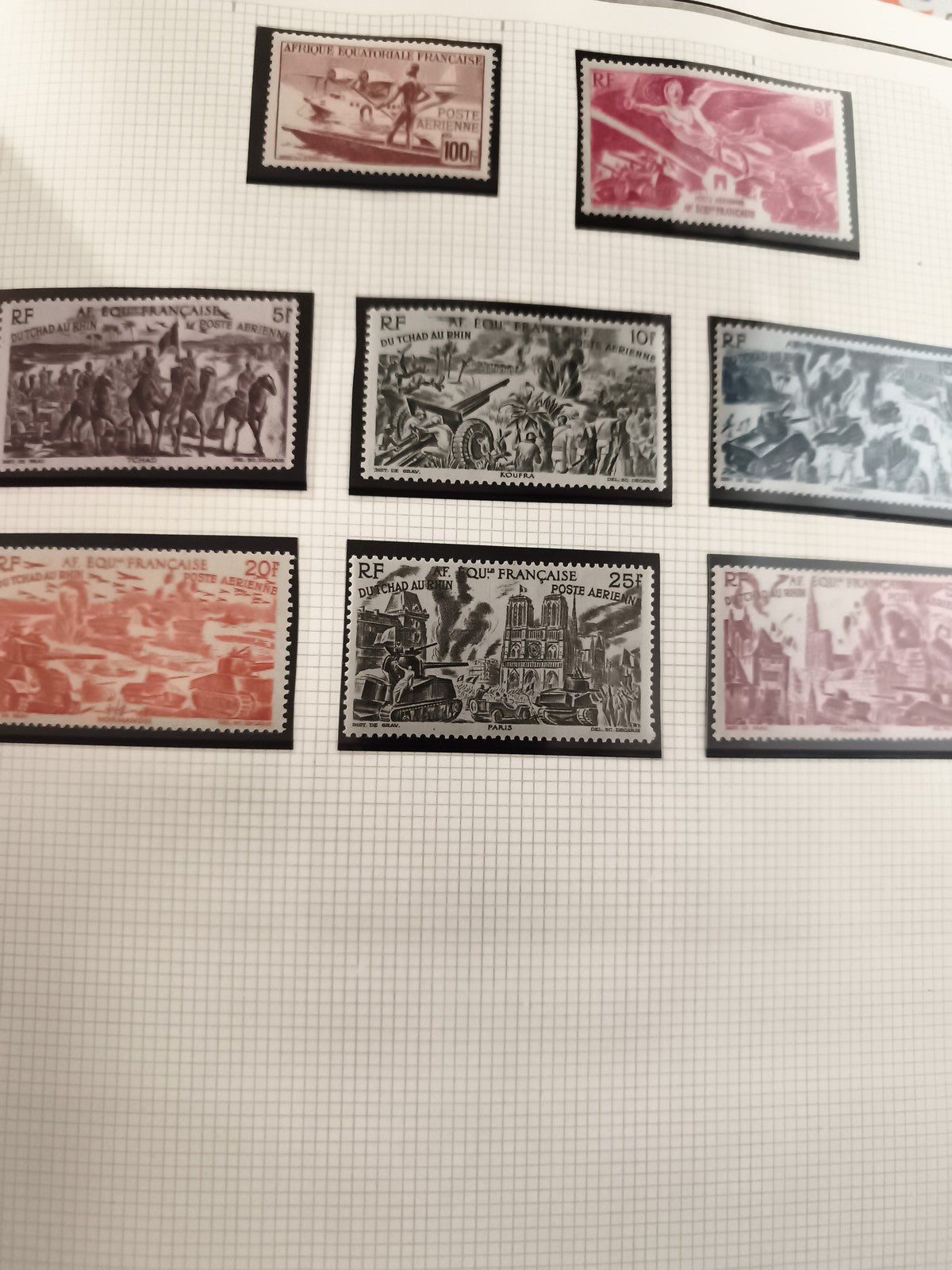 Timbres anciens poste aérienne France neufs, RF, années 40-50, lot philatélie