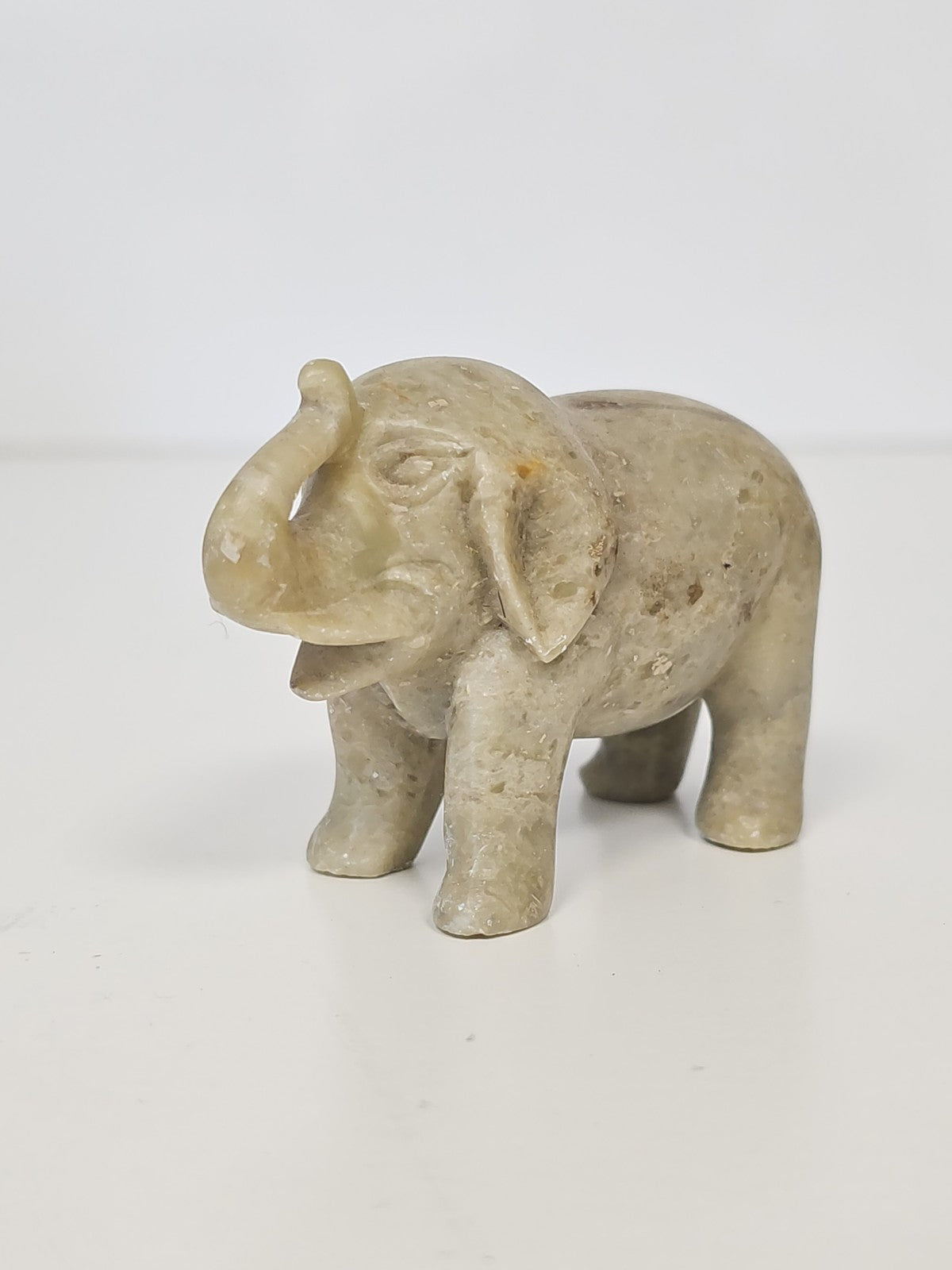 Vintage figurine éléphant ancien en pierre naturelle, objet déco collection rétr