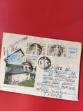 Enveloppe philatélie timbrée Roumanie, illustration M?n?stirea Neam?, oblitérée