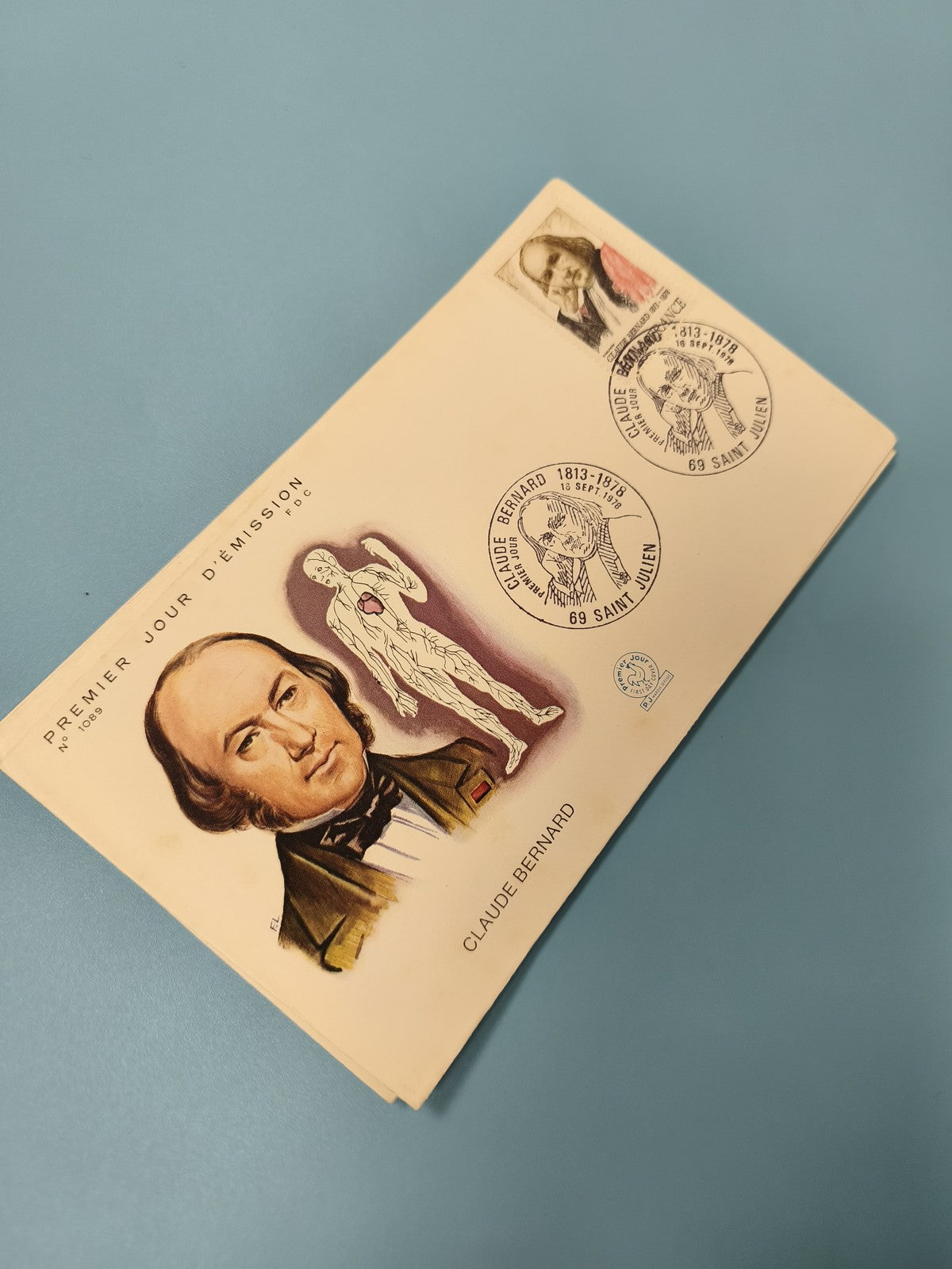 Enveloppe FDC premier jour d?émission Claude Bernard, illustration et cachets vi
