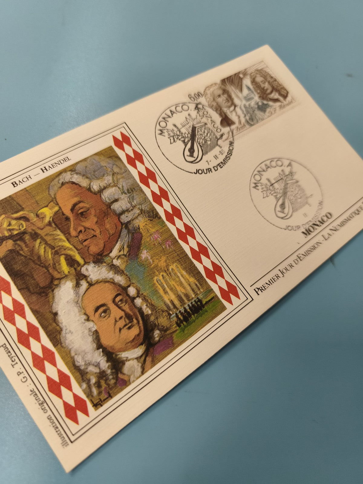 Enveloppe FDC Monaco Bach Haendel timbre premier jour émission illustrée