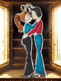 Pendentif vintage années 70 émaillé couple étreinte deadstock rétro