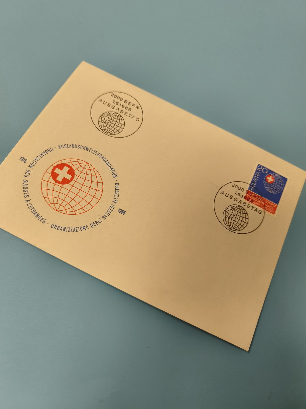 Enveloppe premier jour Suisse FDC 1986, timbre Bern motif globe (Ref 11)