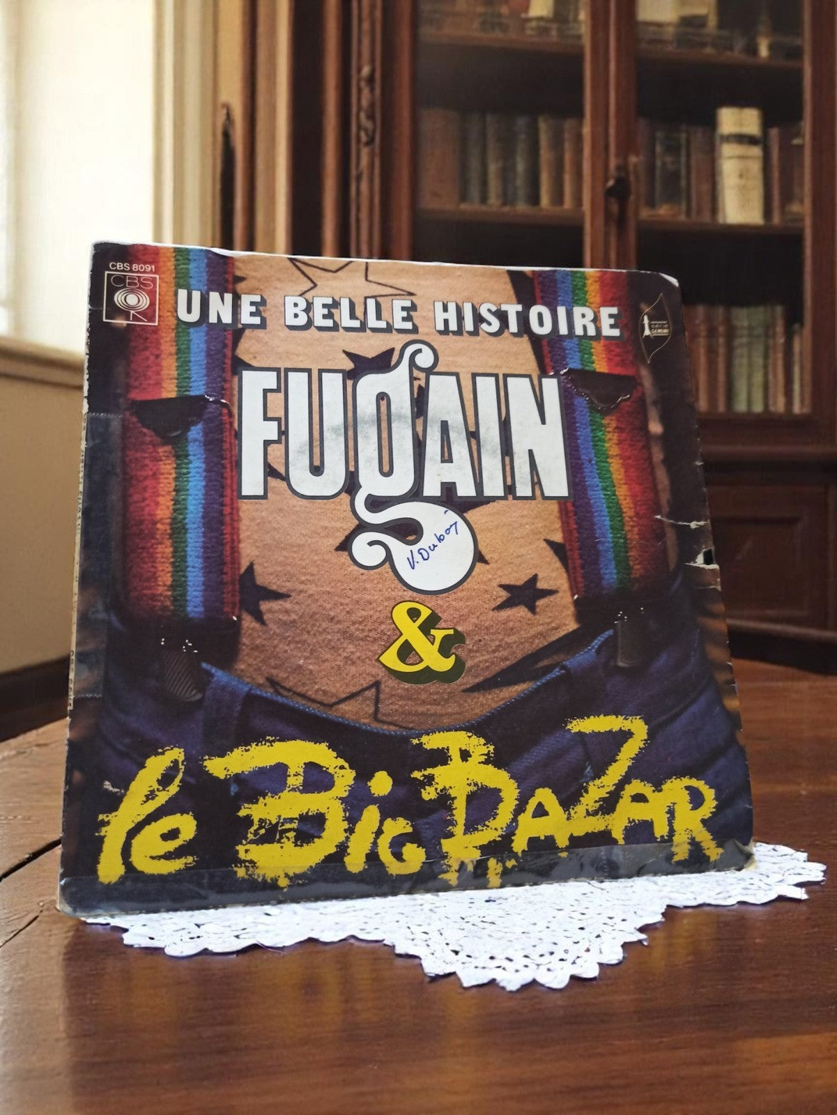 Vinyle 45T vintage Fugain & Le Big Bazar ? Une Belle Histoire, pochette usée