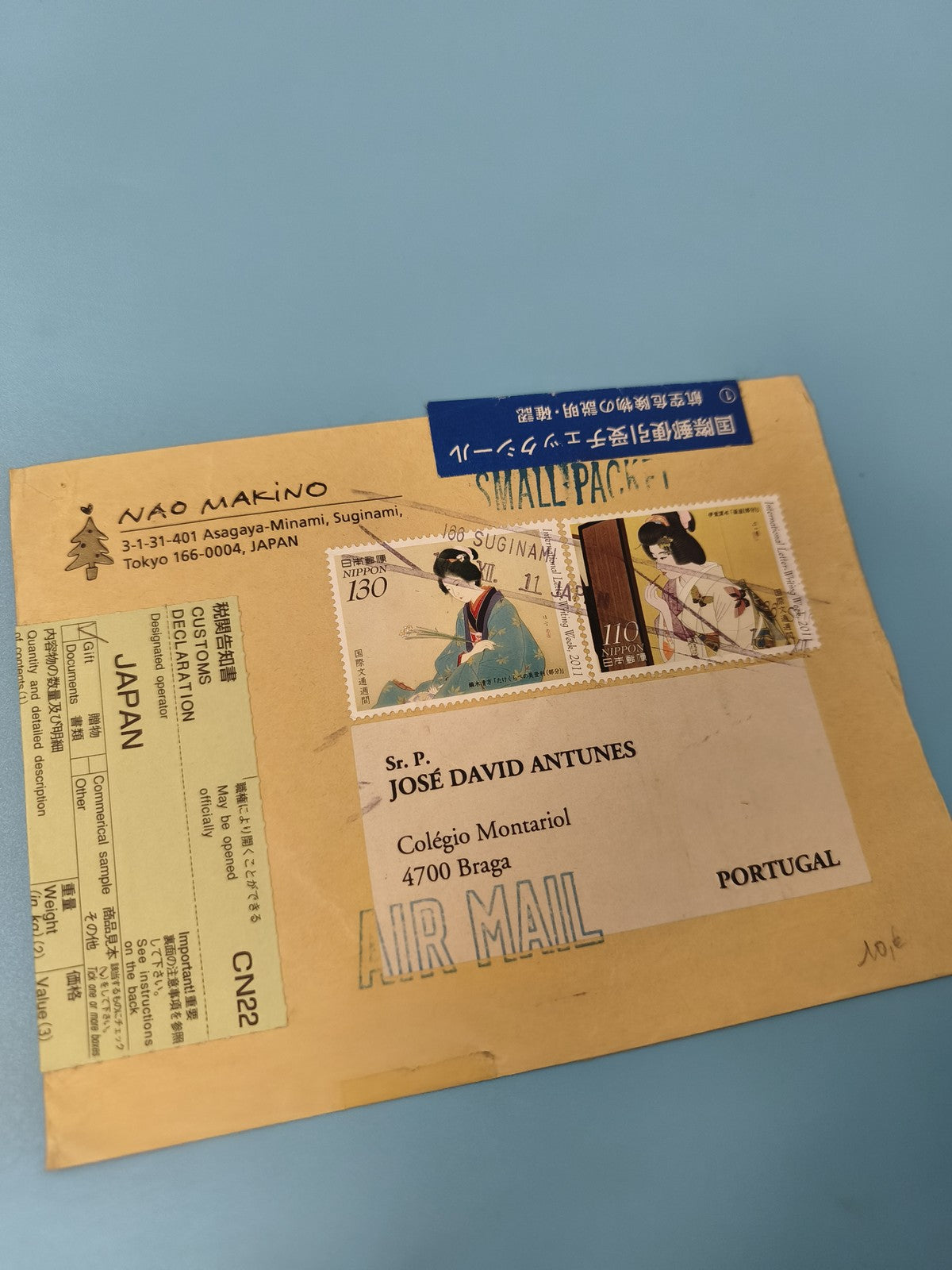 Ancienne enveloppe philatélie Japon affranchissement timbres illustrés vintage